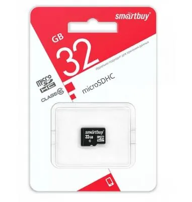 Карта памяти Smartbuy Micro SDHC Class 10 32Gb без адаптера Карта памяти Smartbuy Micro SDHC Class 10 32Gb без адаптера