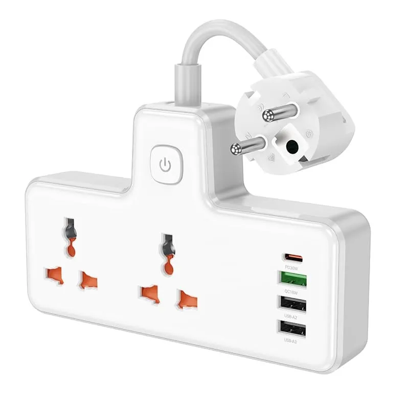 Сетевой фильтр HOCO AC12A 2 гнезда + PD 30W + 3USB 2500W белый Сетевой фильтр HOCO AC12A 2 гнезда + PD 30W + 3USB 2500W белый