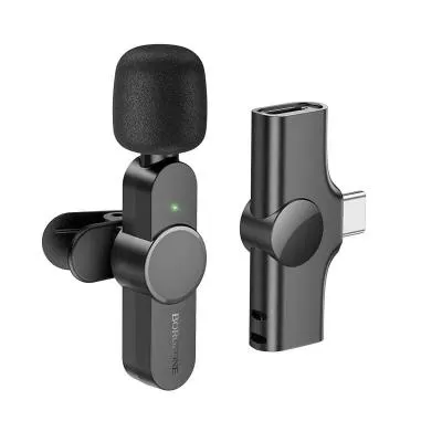 Беспроводной петличный микрофон Borofone BFK12 iPH Stream микрофон + приемник для Type-C черный