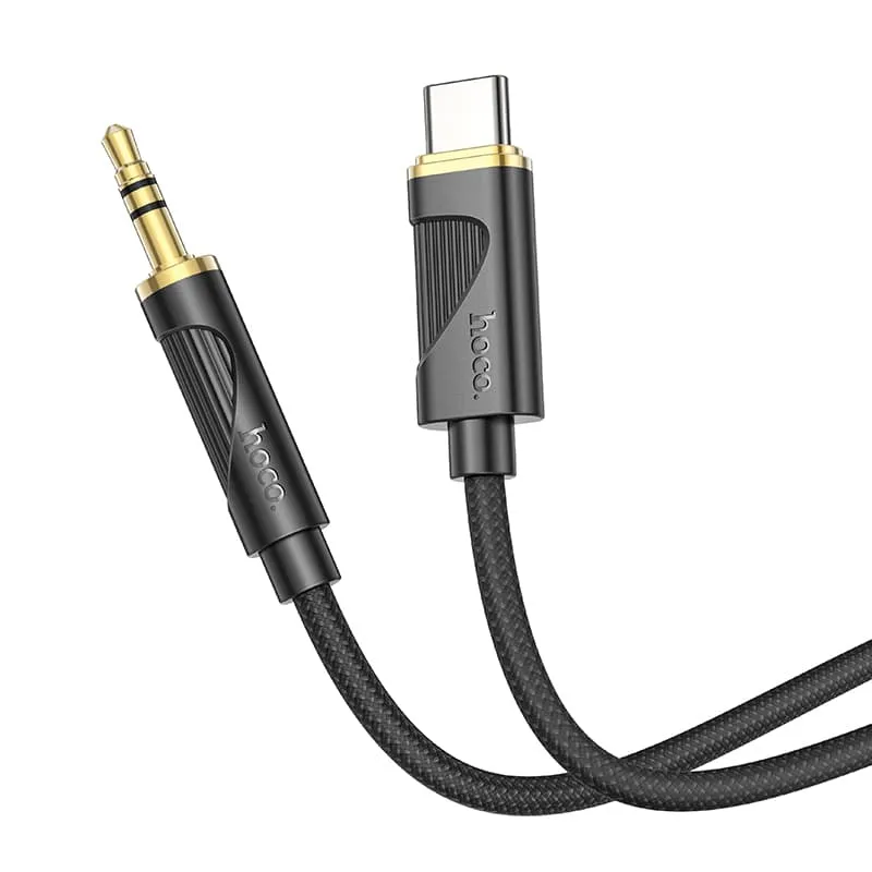 Кабель Aux Jack 3.5 - Type-C USB-C HOCO UPA30 1м плетеный черный Кабель Aux Jack 3.5 - Type-C USB-C HOCO UPA30 1м плетеный черный