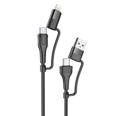 Кабель для зарядки 4 в 1 Lightning/USB/Type-C to Type-C/Type-C to Lightning HOCO U101 черный