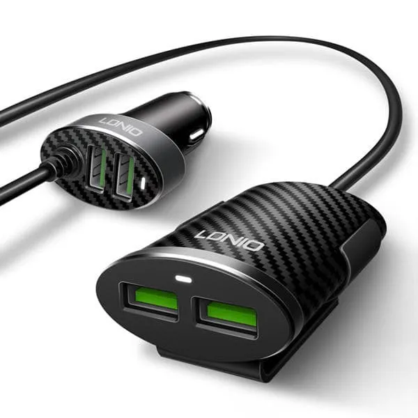 Изображение Автомобильное зарядное устройство LDNIO C502 2+2USB 5,1A черное фото Автомобильное зарядное устройство LDNIO C502 2+2USB 5,1A черное