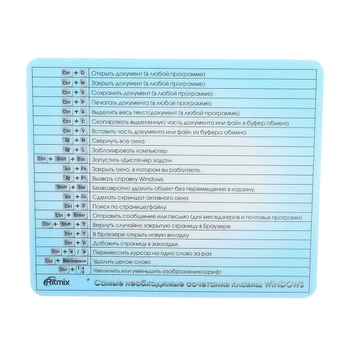 Коврик для мыши Ritmix MPD-020 Hot Keys Коврик для мыши Ritmix MPD-020 Hot Keys