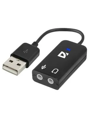 Внешняя USB звуковая карта с USB на 2xJack 3.5 Defender 0.1м черная