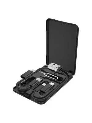 Кабель для зарядки 6 в 1 Lightning/Micro/Type-C/PD HOCO U86 с футляром для хранения черный