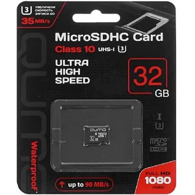 Карта памяти QUMO MicroSDHC Class 10 UHS-I U3 3.0 90MB/s 32Gb Карта памяти QUMO MicroSDHC Class 10 UHS-I U3 3.0 90MB/s 32Gb
