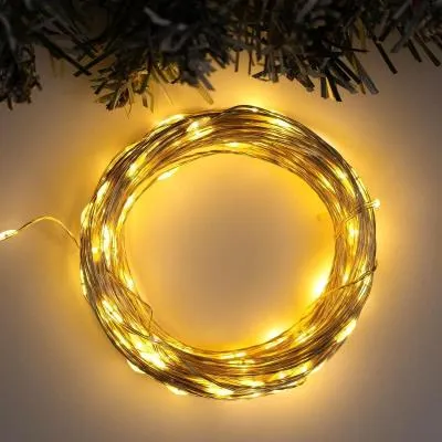 Гирлянда нить роса 10 м LED-100 220V 8 режимов теплый белый