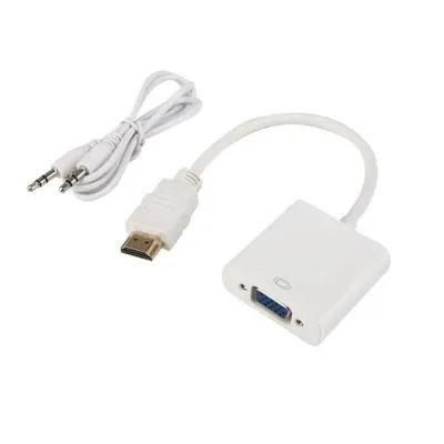 Адаптер переходник с HDMI на VGA с кабелем AUX Onten OTN-5169 белый 