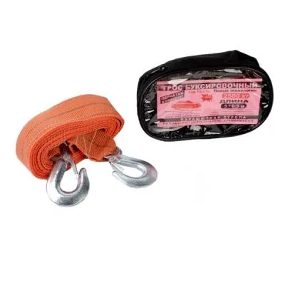 Трос буксировочный 5 м. 2,5 т. парашютная стропа с крюками, перчатки, сумка