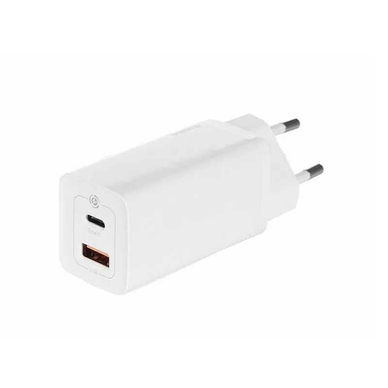 фото Сетевое Зарядное устройство Адаптер Блок питания Baseus GaN2 lite USB+USB-C 3A 65W белое CCGAN2L-B02