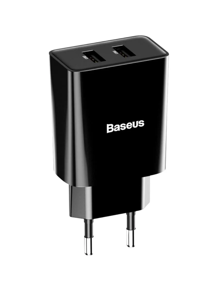 фото Сетевое зарядное устройство Адаптер Блок питания Baseus Speed Mini 2USB 10.5W 2A черное CCFS-R01