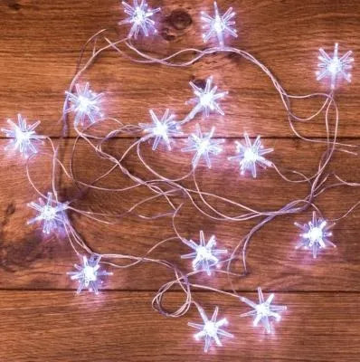 Гирлянда светодиодная Снежинки 2,8 м провод прозрачный LED-20 220V белые NEON-NIGHT 303-036