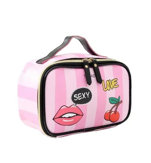 Сумочка косметичка клатч пенал розовые полоски LOVE 21*8*13см