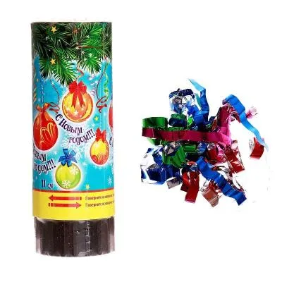 Хлопушка пружинная С Новым годом!, 11 см, конфетти, фольга-серпантин (324634)