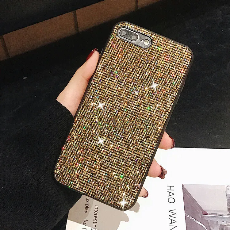 фото Чехол накладка для Xiaomi Redmi 6A силикон сетка из блесток золото