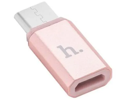 Адаптер переходник с Micro USB на Type-C USB HOCO розовое золото