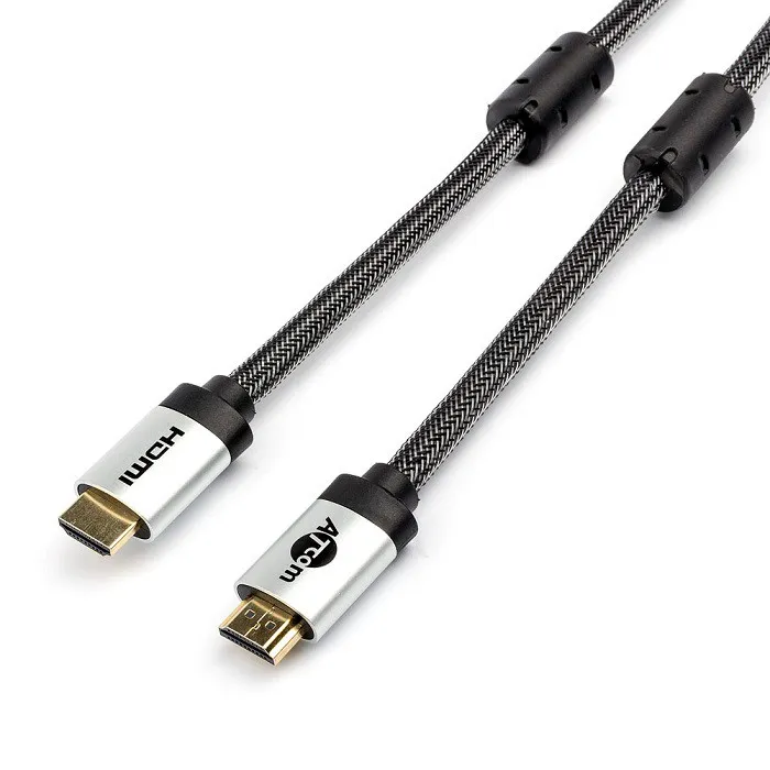 Кабель HDMI - HDMI 15м Atcom AT5263 HIGH speed ver 2.0 4K серебристый/черный