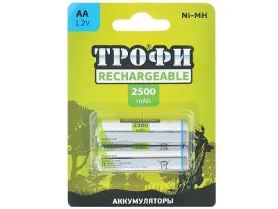 Батарейка аккумуляторная Трофи HR6-2BL 2500mAh Green Power никель-металлгидридный Батарейка аккумуляторная Трофи HR6-2BL 2500mAh Green Power никель-металлгидридный