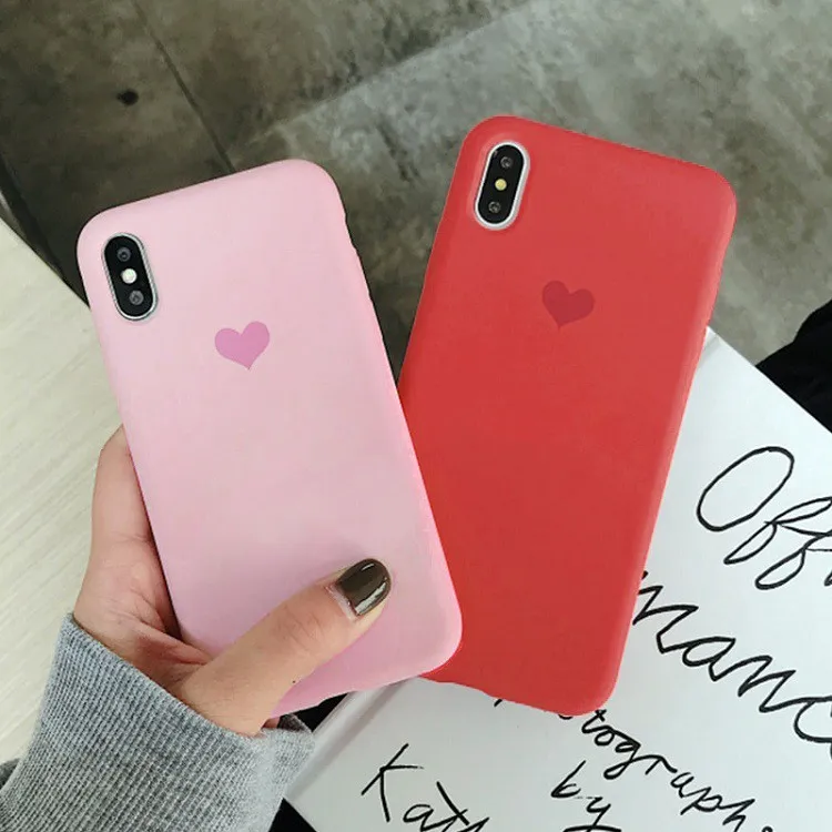 фото Чехол накладка для Xiaomi Redmi 7 силикон красный с сердечком в блистере