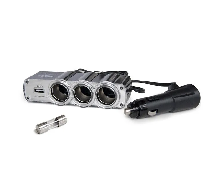 фото Разветвитель прикуривателя 12/24 (3 выхода+USB с проводом) CS314U AVS со светодиодным индикатором