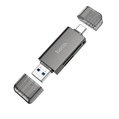 Картридер Hoco HB39 USB 3.0/Type-C 3.0 на SD/TF серый