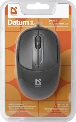 Мышь проводная DEFENDER Datum MS-980 черный,3 кнопки,1000 dpi 