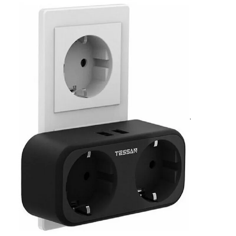 Сетевой фильтр TESSAN TS-321-DE 2 гнезда + 2 USB черный Сетевой фильтр TESSAN TS-321-DE 2 гнезда + 2 USB черный
