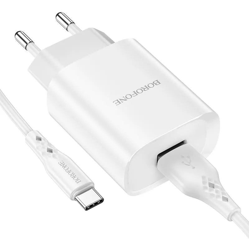 фото Сетевое зарядное устройство + кабель Type-C Borofone BN1 1USB 2.1A 1м белый