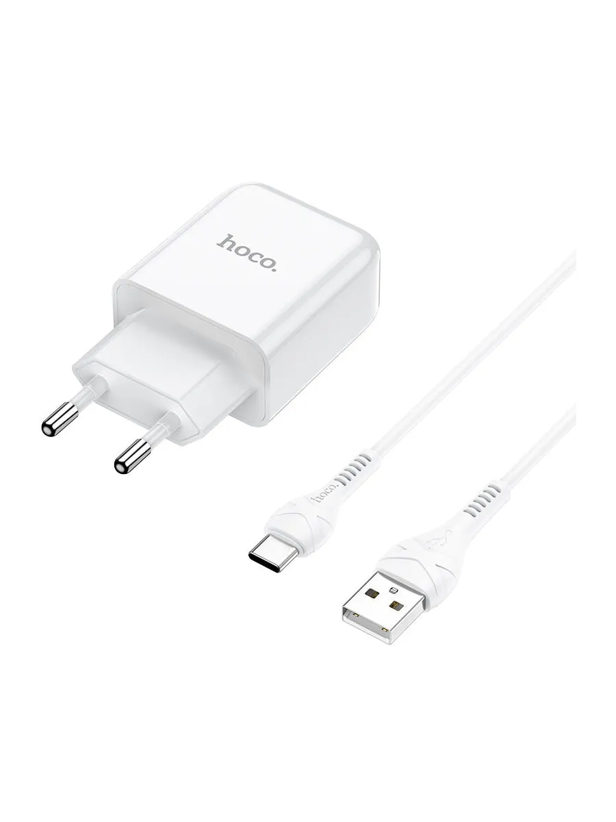 фото Сетевое зарядное устройство + кабель Type-C HOCO N2 1USB 2.1A белый