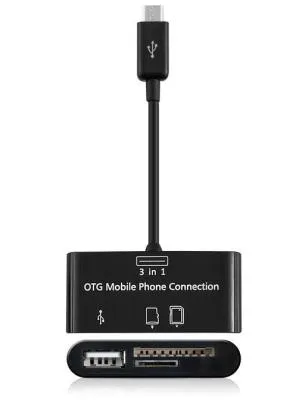 Адаптер переходник OTG с USB на Micro USB+SD+Micro SD D-906