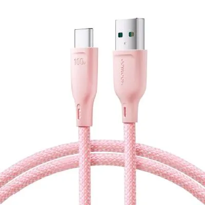 Кабель для зарядки Type-C USB Joyroom SA34-AC6 1м 100W нейлоновая оплетка розовый