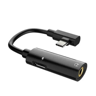 Аудио адаптер переходник для наушников с Type-C USB-C на Jack 3.5 и Type-C USB-C Hoco LS19 1.5A черный