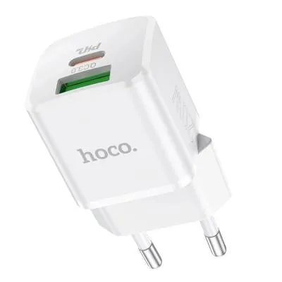 Сетевое зарядное устройство Адаптер Блок питания HOCO N20 PD 20W+QC3.0 / Type-C USB-C+USB 3A белый 