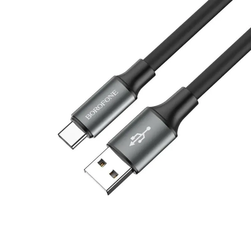 Кабель для зарядки Type-C USB Borofone BX82 3A 1m прочный силиконовый черный Кабель для зарядки Type-C USB Borofone BX82 3A 1m прочный силиконовый черный