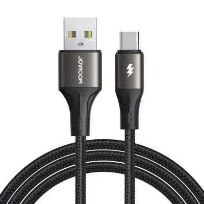 Кабель для зарядки Type-C USB Joyroom SA25-AC3 1.2м 3A в оплетке черный