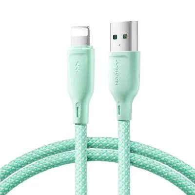 Кабель для зарядки iphone Lightning Joyroom SA34-AL3 1м 3A нейлоновая оплетка зеленый