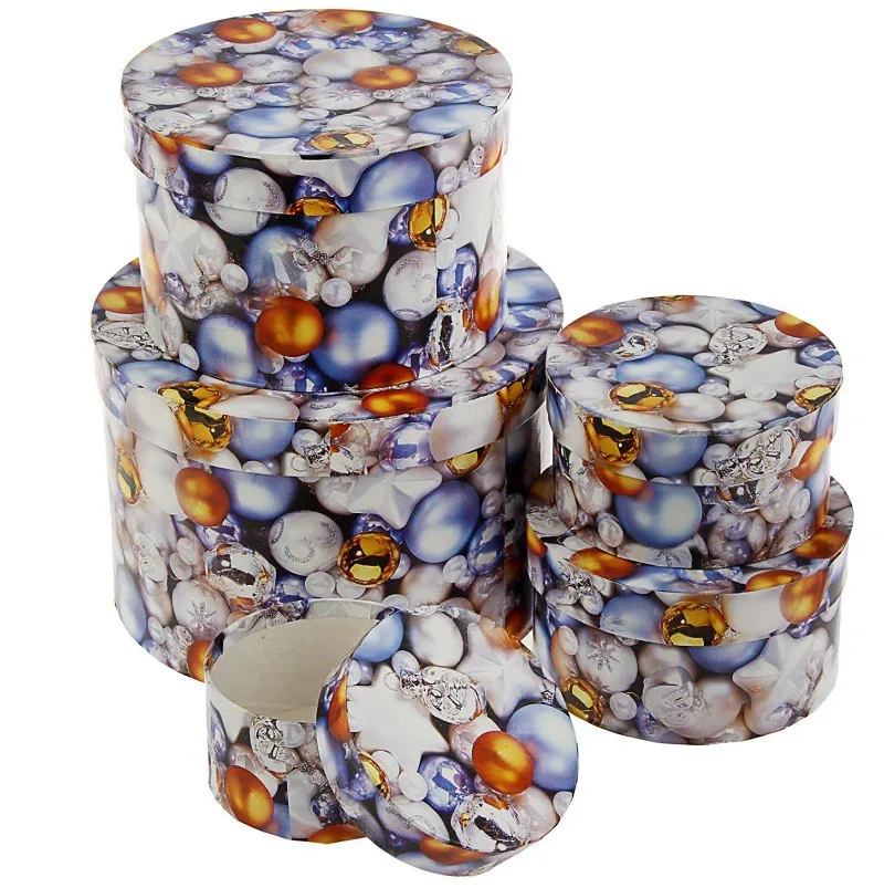 Коробка подарочная круглая "Много шаров" 15х15х10 см 1760144