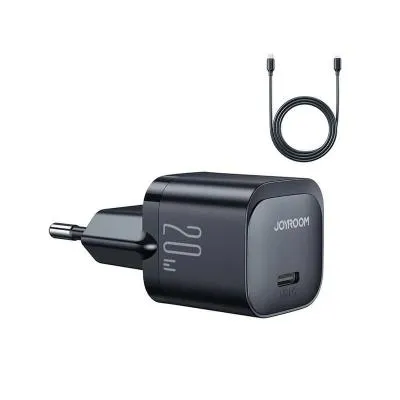 Сетевое зарядное устройство + кабель для iphone Lightning to Type-C Joyroom JR-TCF02 Mini PD 20W 3.0 черный
