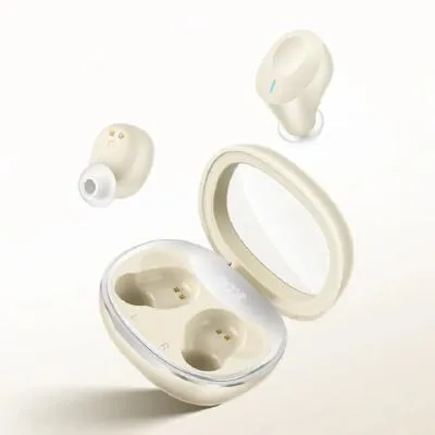 Наушники беспроводные Hoco EQ3 Smart с дисплеем молочно-белые