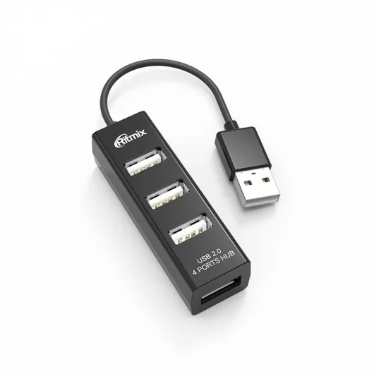 Разветвитель адаптер переходник USB HUB Хаб Ritmix HUB 4 порта CR-2402 ченый Разветвитель адаптер переходник USB HUB Хаб Ritmix HUB 4 порта CR-2402 ченый