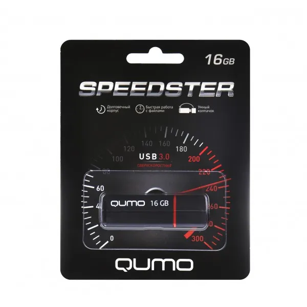 Изображение Флеш-накопитель QUMO Speedster USB 3.0 черный 32Gb