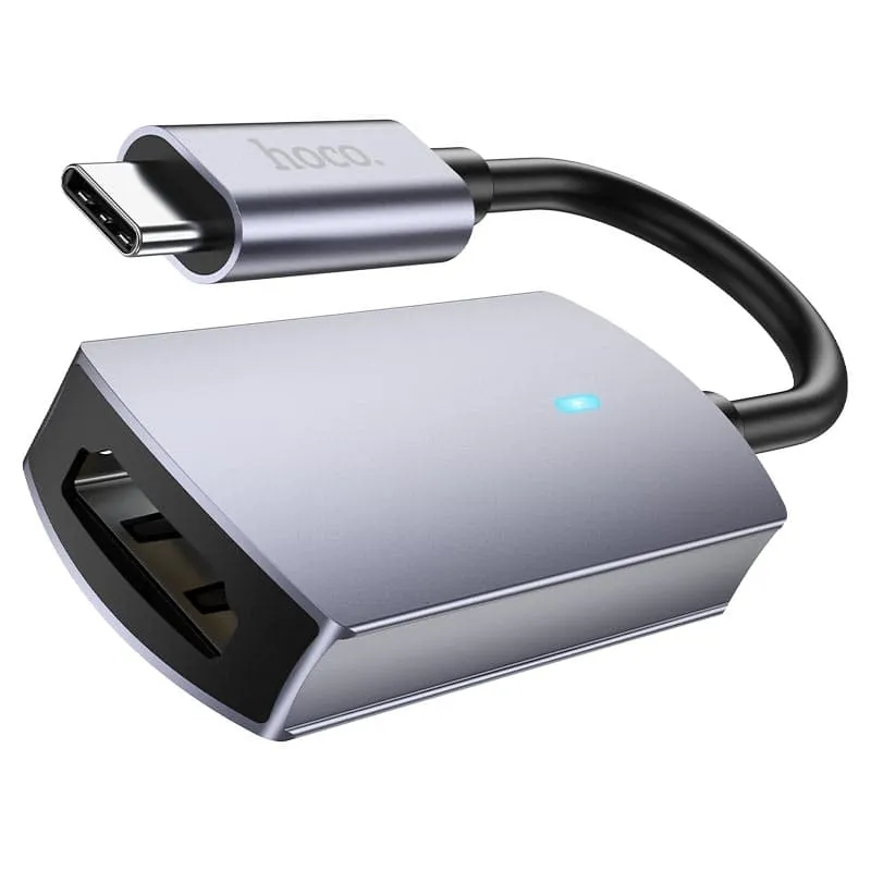Адаптер переходник конвертер с Type-C USB на HDTV 4K Hoco UA20 серый металл Адаптер переходник конвертер с Type-C USB на HDTV 4K Hoco UA20 серый металл