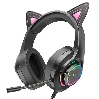 Наушники проводные накладные игровые Hoco W107 Cute Cat Gaming с ушками Phantom cat призрачный кот