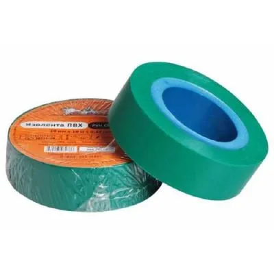 Изолента ПВХ, зеленая, 19 мм*10 м AIRLINE (AIT-P-15)