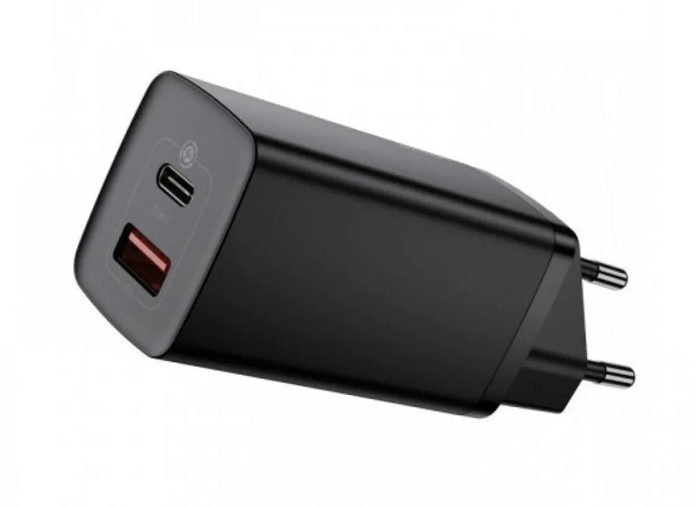 фото Сетевое Зарядное устройство Адаптер Блок питания Baseus GaN2 lite USB+USB-C 3A 65W черное CCGAN2L-B01