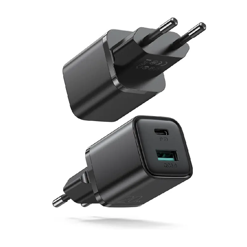 фото Сетевое зарядное устройство Адаптер Блок питания Joyroom L-QP207 Mini PD 20W+QC3.0 / Type-C USB-C+USB черное