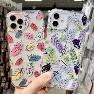 Чехол накладка для iphone 7/8 Plus (5.5) FC цветные перья силикон+пластик прозрачная