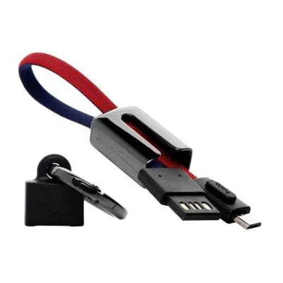 Кабель для зарядки Micro USB HOCO U36 19см Брелок тканевая оплетка красно-синий