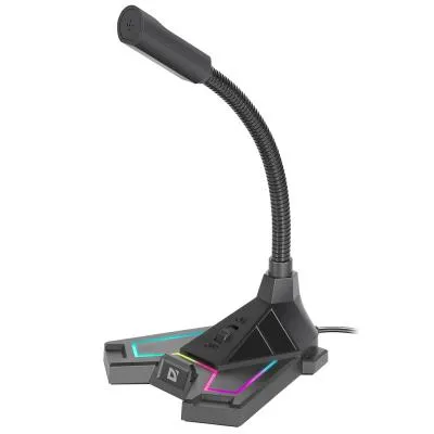 Микрофон компьютерный настольный Игровой стрим DEFENDER Pitch GMC 200 3.5мм, LED, кабель 1,5 м 