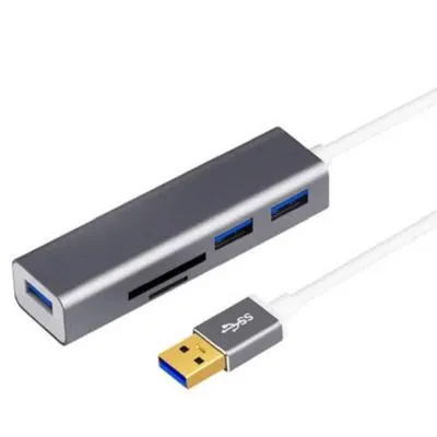 Разветвитель адаптер переходник USB 3.0 HUB Хаб картридер Onten OTN-5223 5в1 3 порта+SD/TF серебро